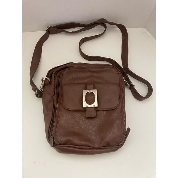 Unlisted By Kenneth Cole Purse Bag Crossbody Strap Zip Closure Brown - Picture 1 of 8